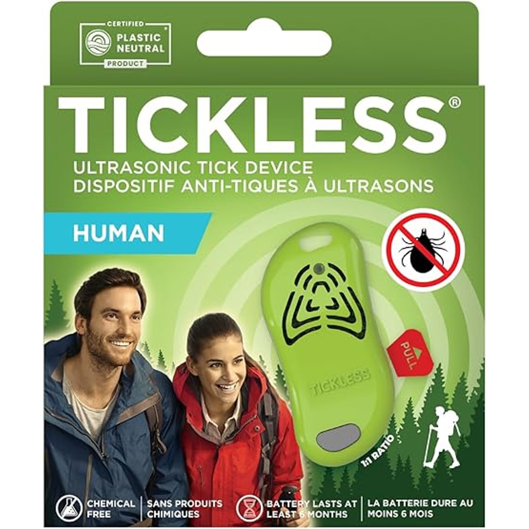 Tickless Human Chemical Free Ultrasonic Tick Repellent, Green
