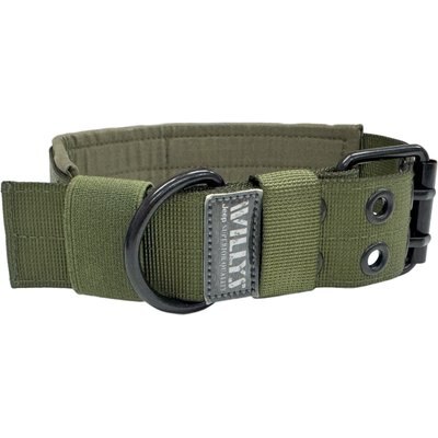 Jeep Jeep Willy's Edition Dog Collar, Green, Medium: 24-in neck, 1 1/2-in wide