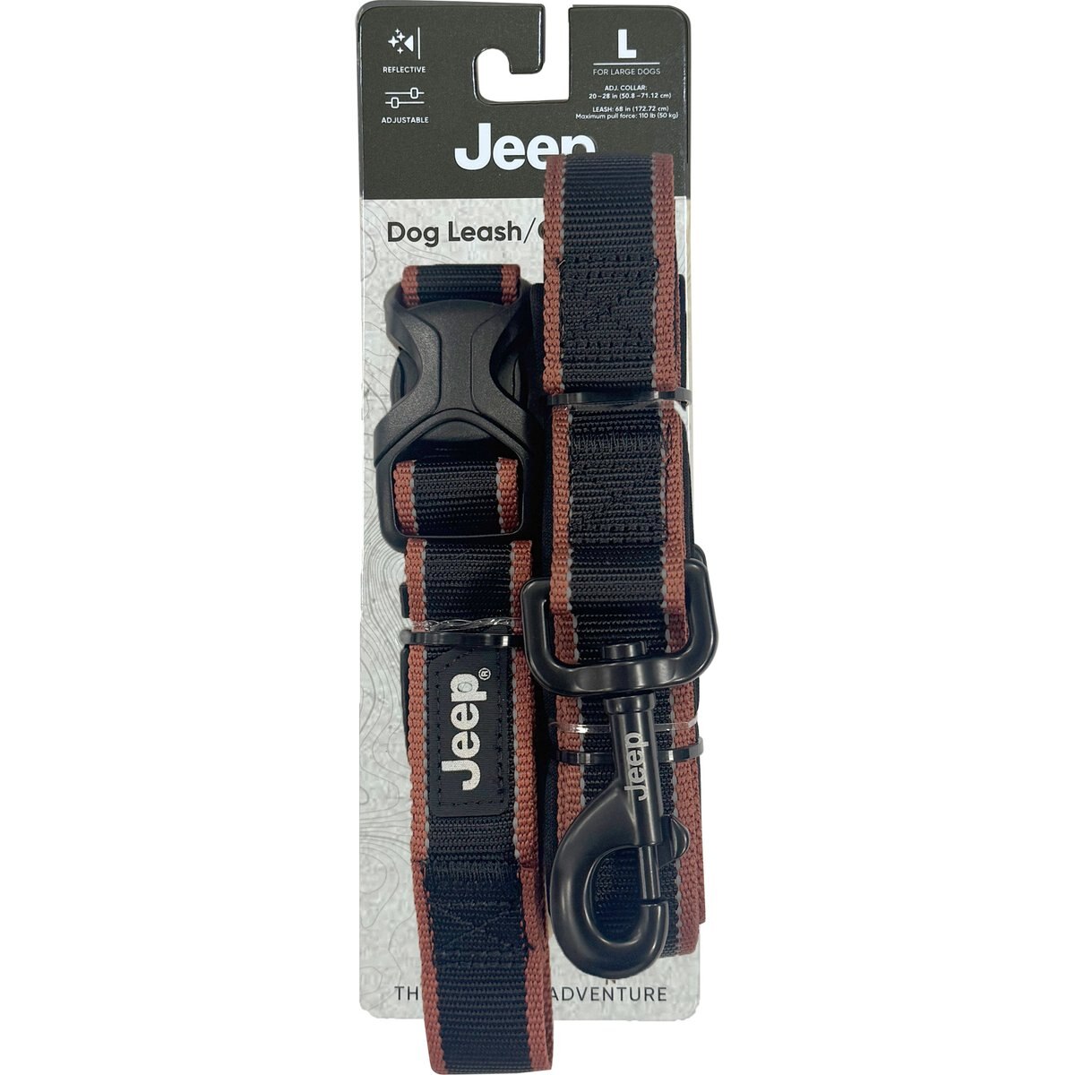 Jeep Reflective Dog Collar & Leash Set, Orange, Large