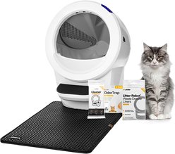 Whisker Litter-Robot 4 with Step & Core Accessories Kit Cat Litter Box, White