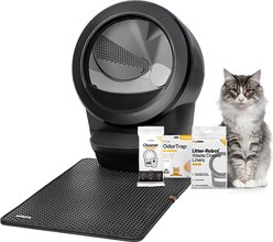 Whisker Litter-Robot 4 with Step & Core Accessories Kit Cat Litter Box, Black