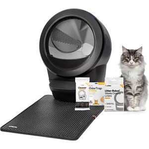 Whisker Litter-Robot 4 with Step & Core Accessories Kit Cat Litter Box, Black