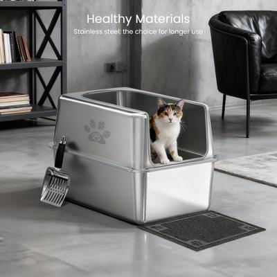 Show full view: Ptlom Stainless Steel High Sided Cat Litter Box, X-Large slide 6 of 10