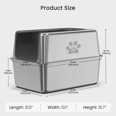 Show full view: Ptlom Stainless Steel High Sided Cat Litter Box, X-Large slide 2 of 10