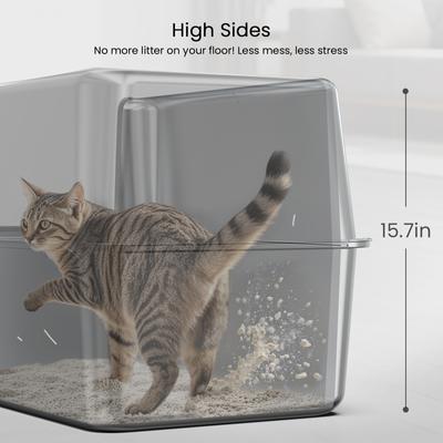 Show full view: Ptlom Stainless Steel High Sided Cat Litter Box, X-Large slide 4 of 10