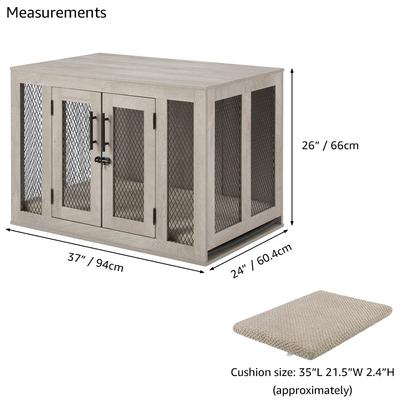 Show full view: Unipaws Furniture Style Dog Crate, Weathered Gray, 37 inch wide slide 4 of 9