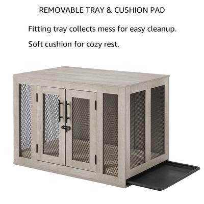 Show full view: Unipaws Furniture Style Dog Crate, Weathered Gray, 37 inch wide slide 2 of 9