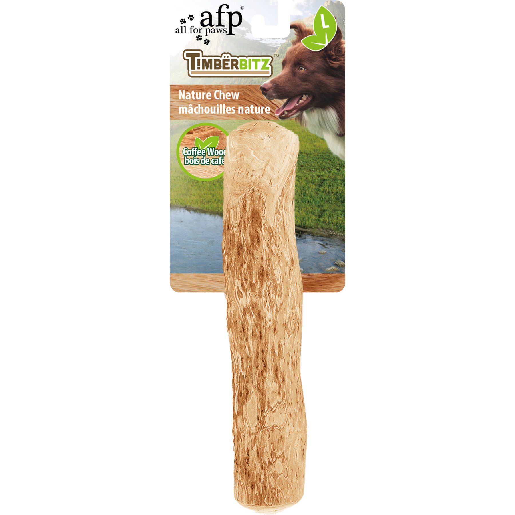 allforpaws TIMBERBITZ Coffee Wood Natural Chew Dog Toy, Large