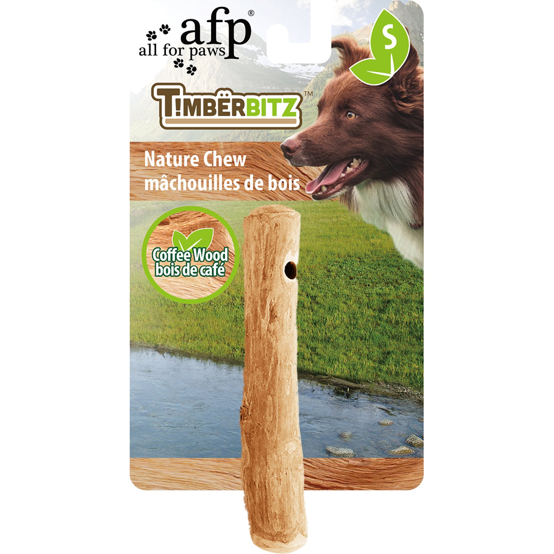 allforpaws TIMBERBITZ Coffee Wood Natural Chew Dog Toy, Small