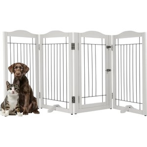 Pet Adobe Wooden Indoor Foldable Dog Gate, White, 4 Panel