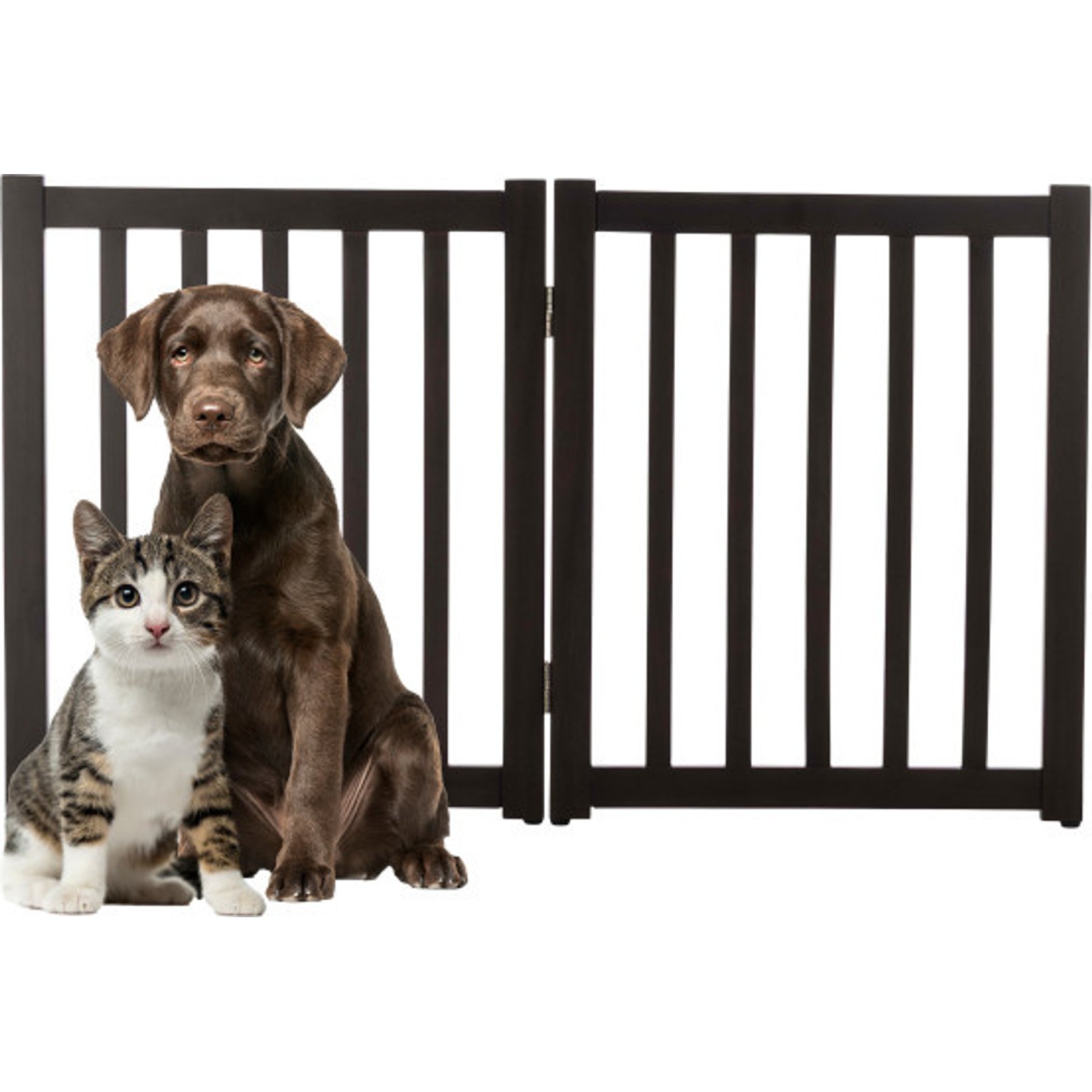 Pet Adobe Wooden Indoor Foldable Dog Gate, Brown, 2 Panel