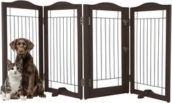 Pet Adobe Wooden Indoor Foldable Dog Gate, Brown, 4 Panel