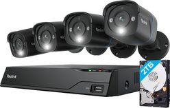 Reolink 8-Channel 4K 8MP Wired 2TB NVR Security System 4-Bullet Indoor/Ourdoor Pet Camera, Black