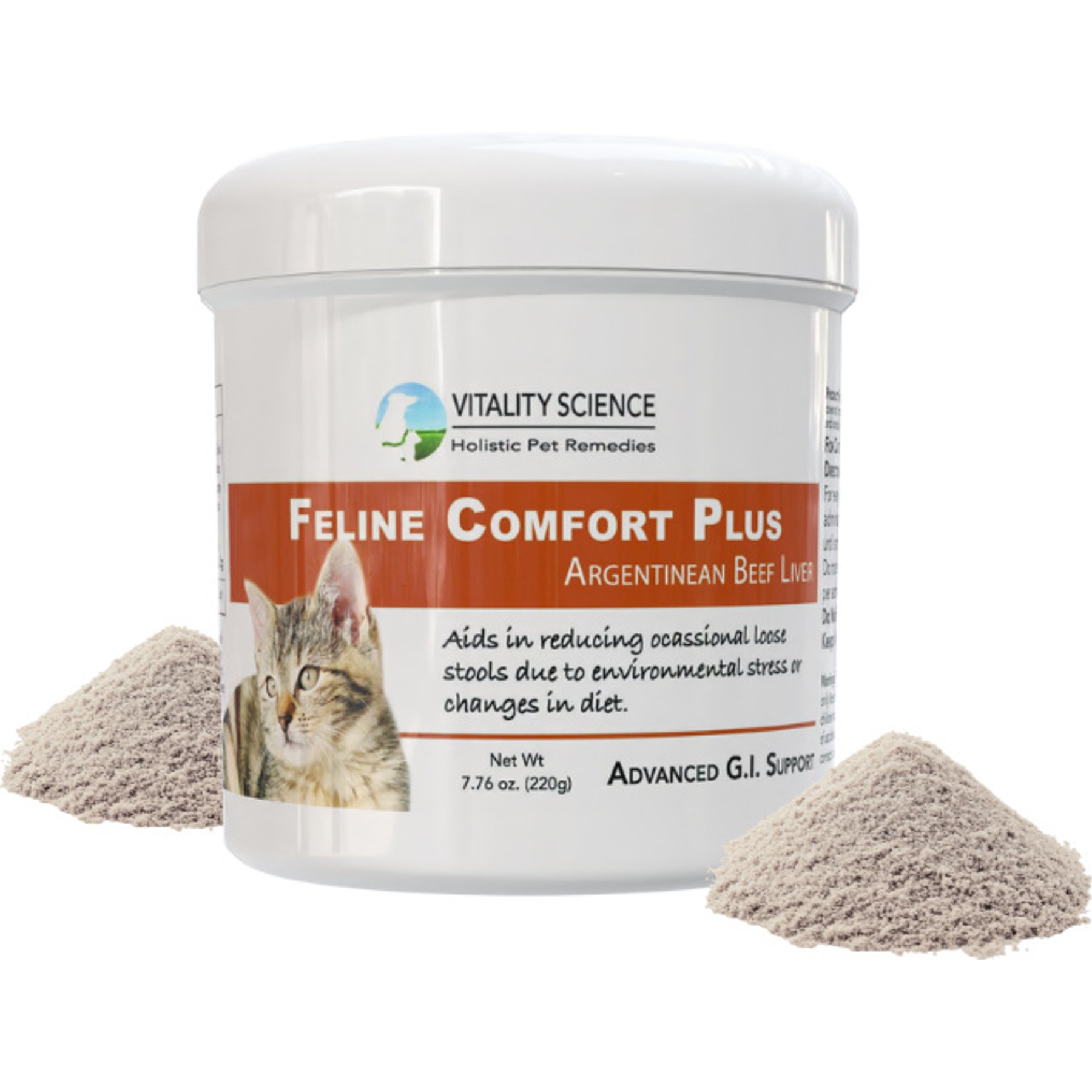 Vitality Science Feline Comfort Plus Beef Liver Formula Powder Supplement for Cats, 220-gr