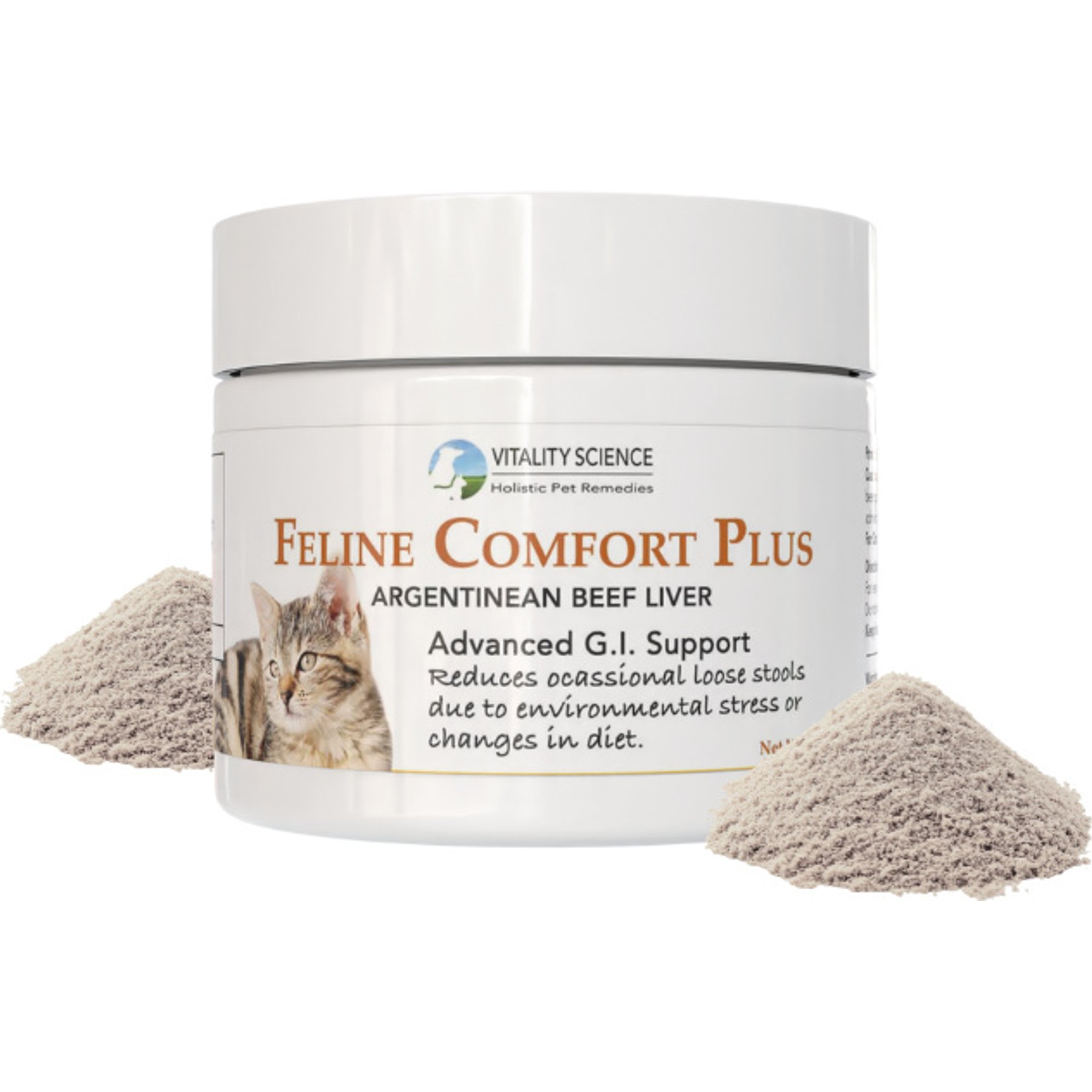 Vitality Science Feline Comfort Plus Beef Liver Formula Powder Supplement for Cats, 120-gr