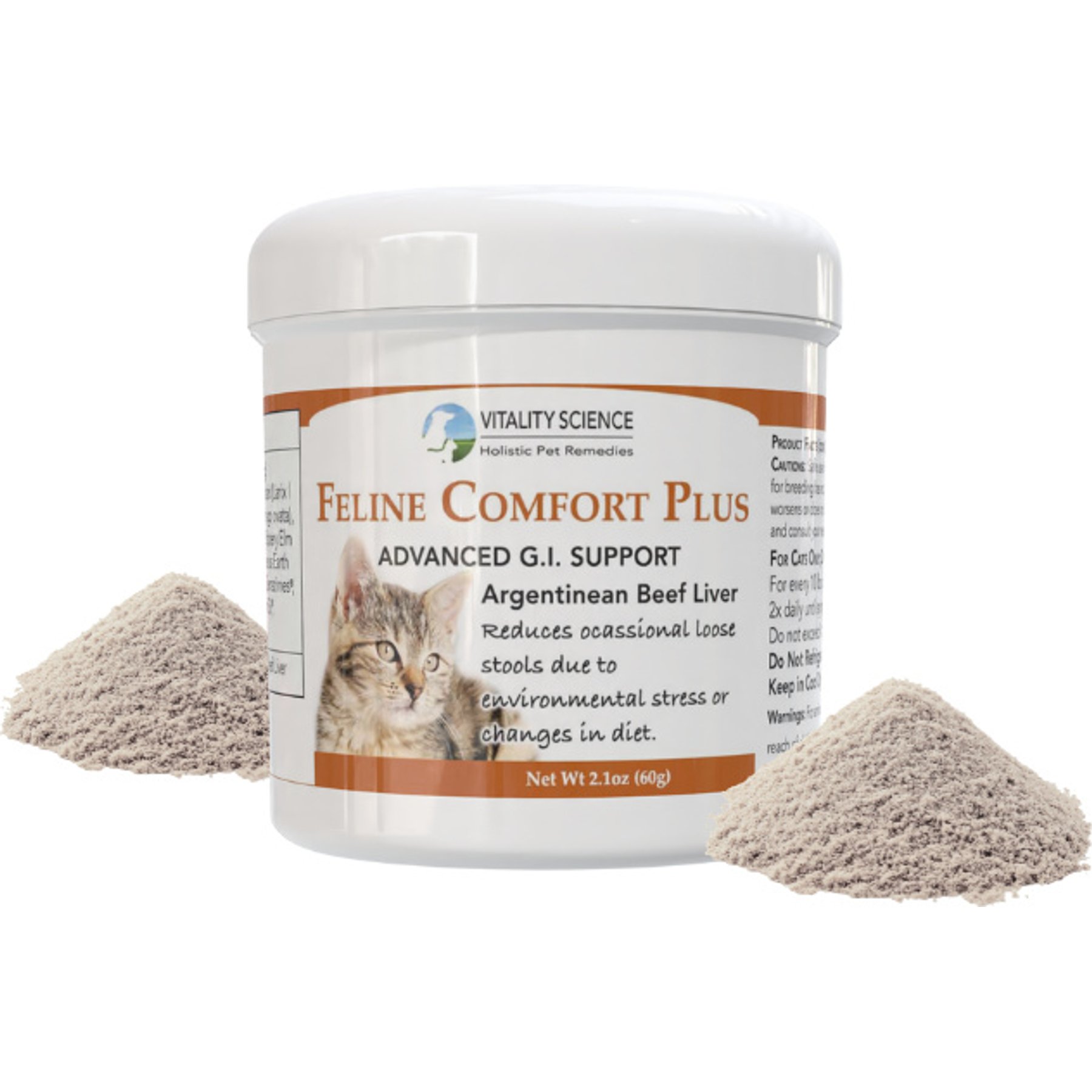 Vitality Science Feline Comfort Plus Beef Liver Formula Powder Supplement for Cats, 60-gr
