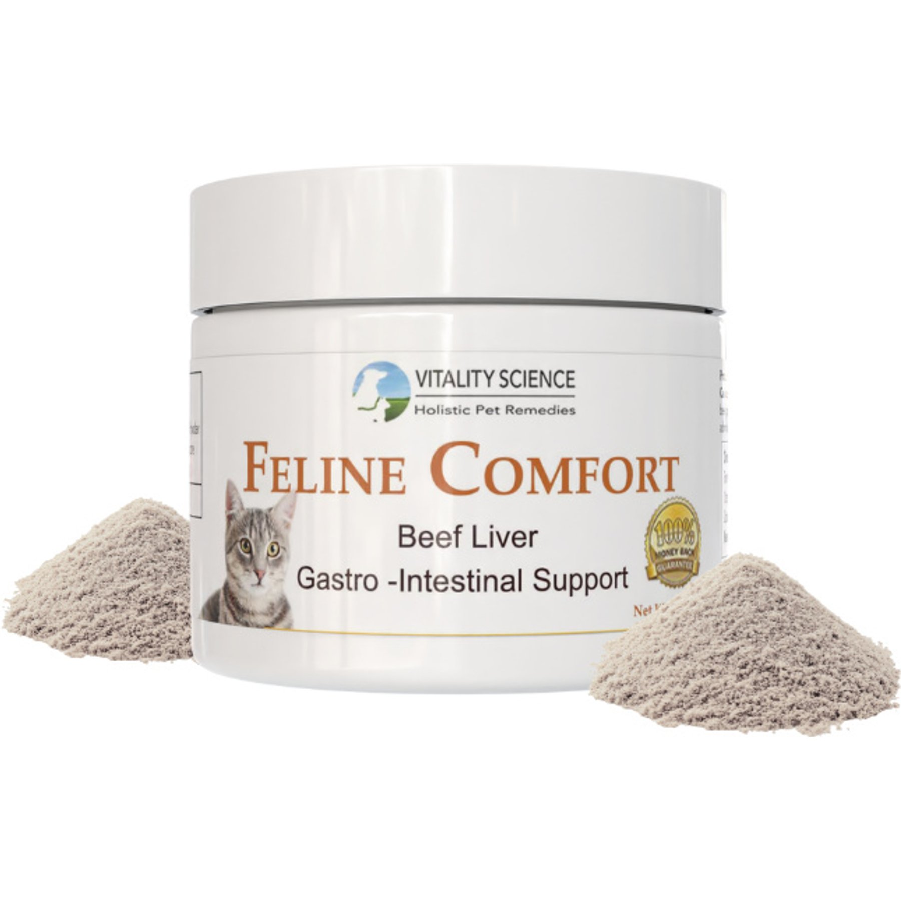 Vitality Science Feline Comfort Beef Liver Formula Powder Supplement for Cats, 98-gr