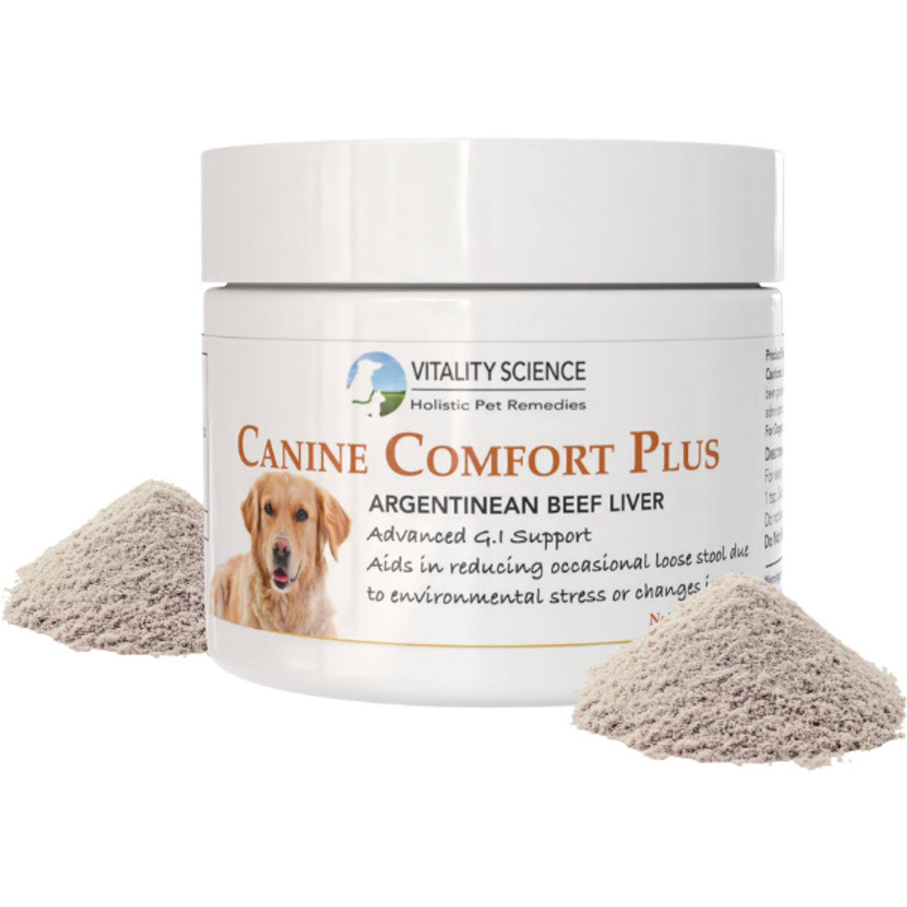 Vitality Science Canine Comfort Plus Beef Liver Formula Digestive Aid Powder Supplement for Dogs, 120-gr