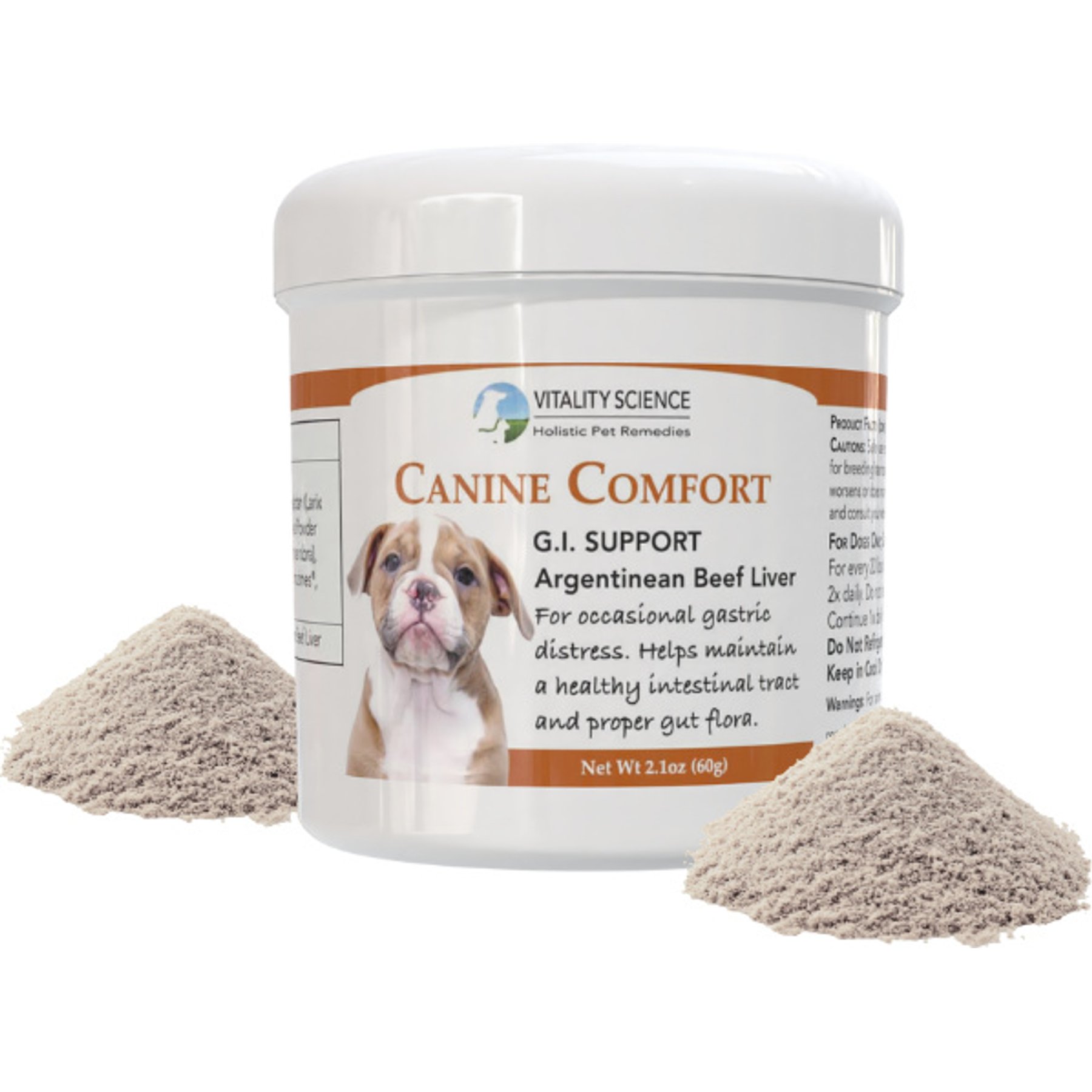 Vitality Science Canine Comfort Beef Liver Formula Digestive Aid Powder Supplement for Dogs, 60-gr
