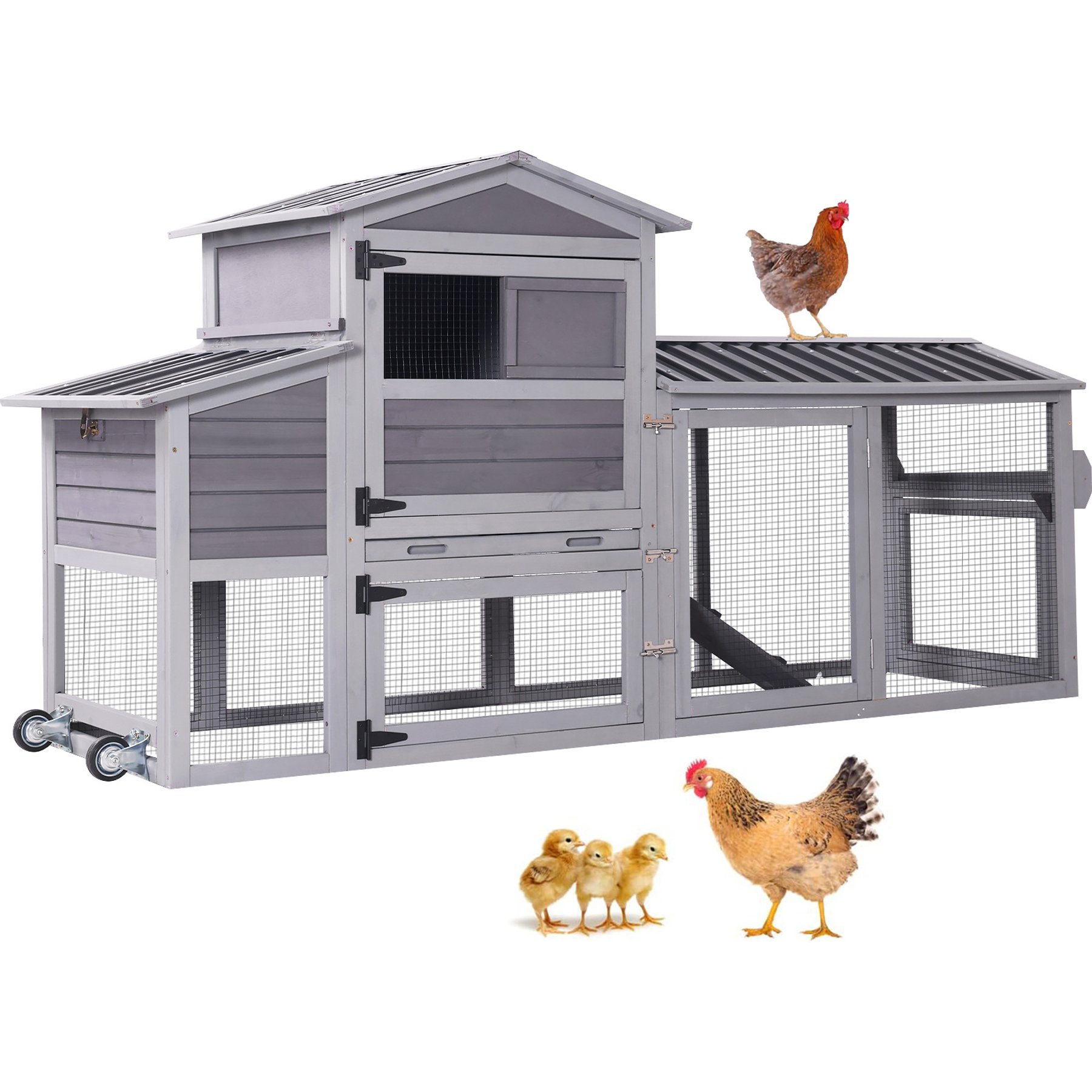 Aivituvin AIR61 Mobile Tractor Chicken Coop, 2 to 3 Chicken Capacity