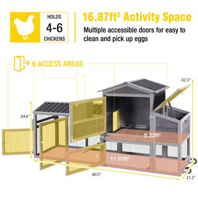 Show full view: Aivituvin AIR61 Mobile Tractor Chicken Coop, 2 to 3 Chicken Capacity slide 5 of 7