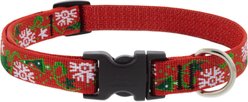 LupinePet Christmas Cheer Adjustable Nylon, Plastic & Coated Steel Dog Collar, Small: 9 to 14-in neck, 3/4-in wide
