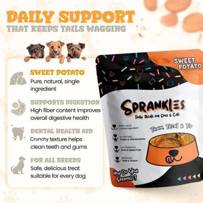 Show full view: Sprankles Sweet Potato Grain-Free Dehydrated Dog Treats, 8-oz bag slide 5 of 8
