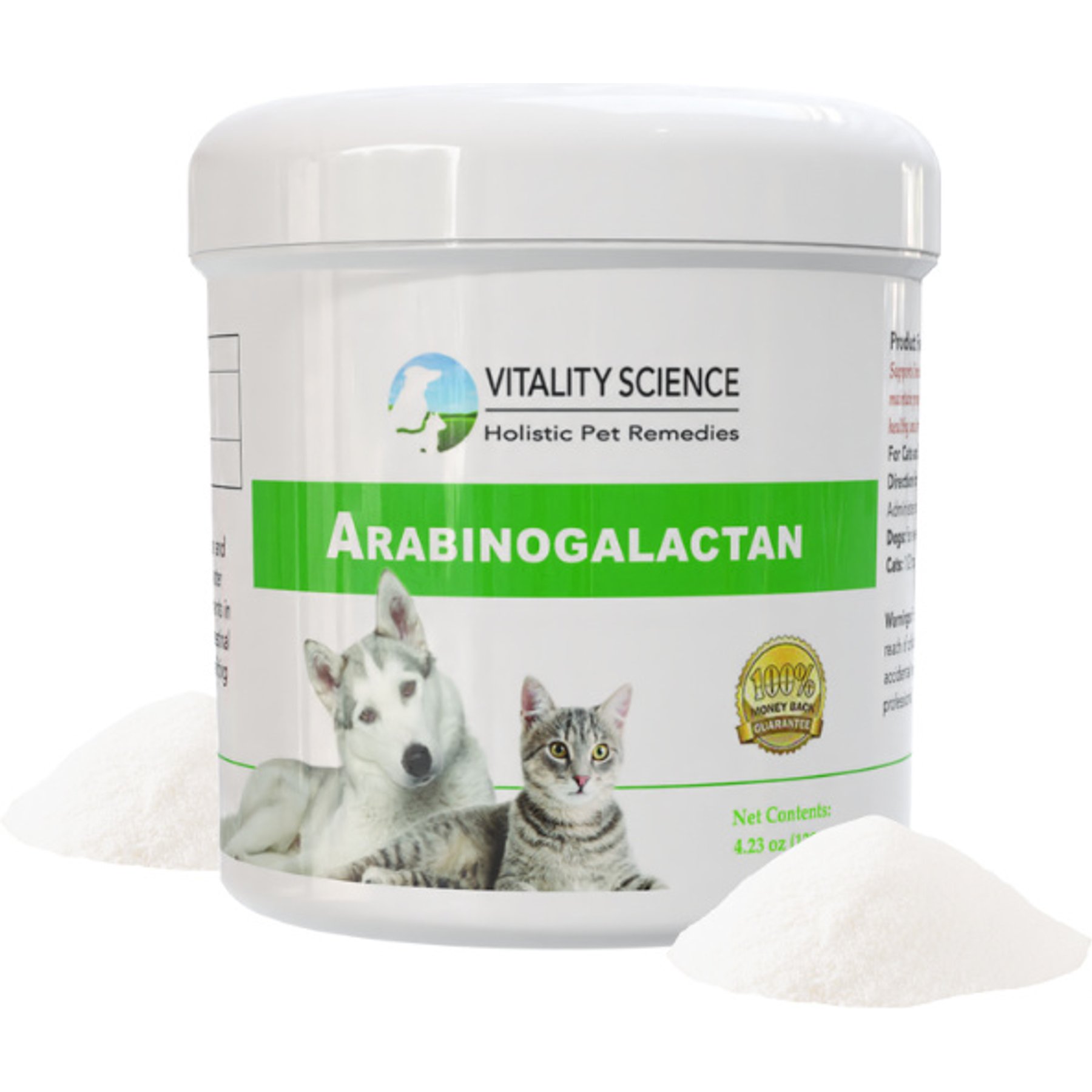 Vitality Science Arabinogalactan Immune Support Powder Supplement for Dogs & Cats, 120-gr