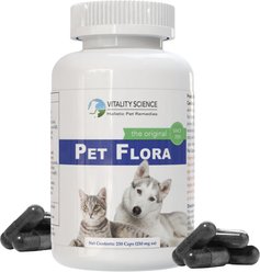 Vitality Science Pet Flora Probiotic Supplement for Dogs & Cats, 250 Capsules