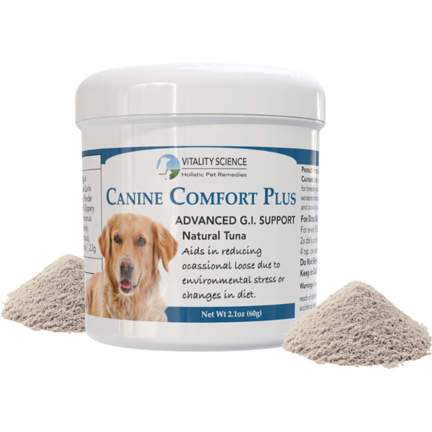Vitality Science Canine Comfort Plus Tuna Formula Digestive Aid Powder Supplement for Dogs, 60-gr