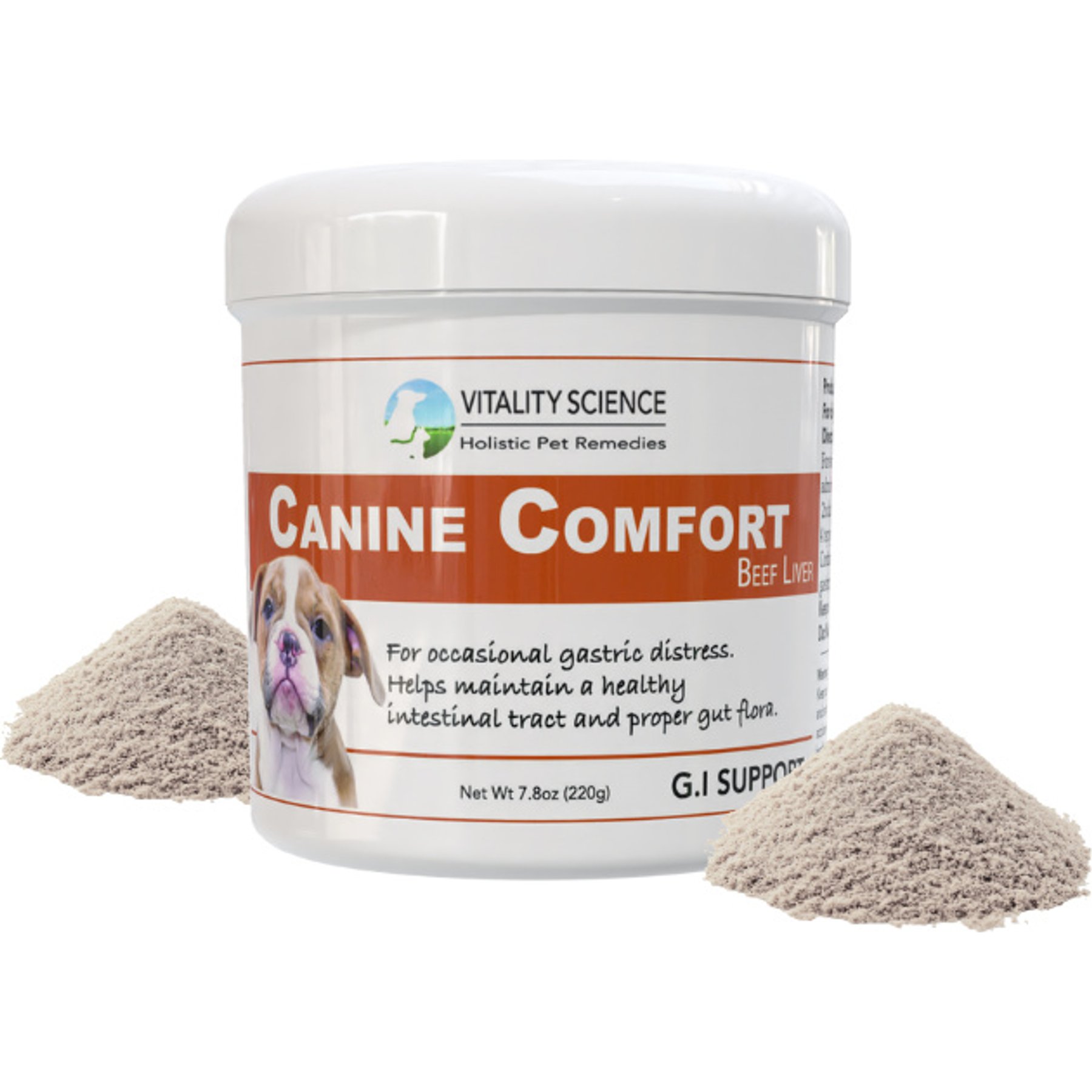 Vitality Science Canine Comfort Beef Liver Formula Digestive Aid Powder Supplement for Dogs, 220 g