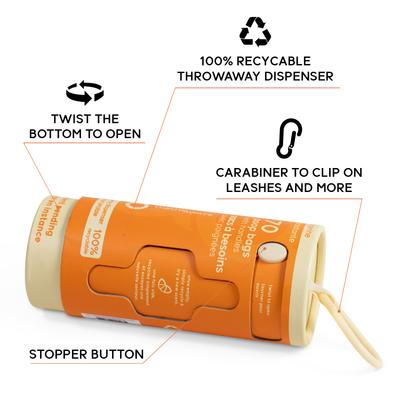 Show full view: GOO-EEZ Fresh Eco-Friendly Dog Poop Bags with Disposable Dispenser, Tangy Tangerine, 70 count slide 2 of 4
