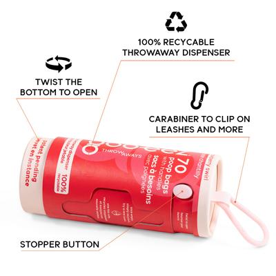 Show full view: GOO-EEZ Fresh Eco-Friendly Dog Poop Bags with Disposable Dispenser, Strawberry Swirl, 70 count slide 3 of 5