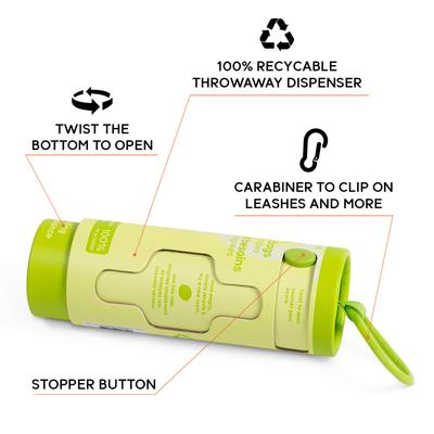 Show full view: GOO-EEZ Compact Eco-Friendly Dog Poop Bags with Disposable Dispenser, Citrus Burst, 45 count slide 2 of 5