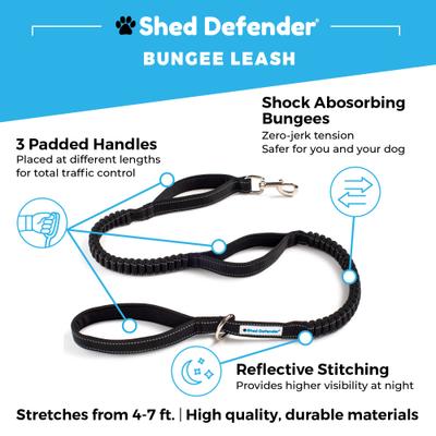 Show full view: Shed Defender Three Handle Bungee Reflective Dog Leash, Camo, 4 to 7-ft long, 1-in wide slide 3 of 11