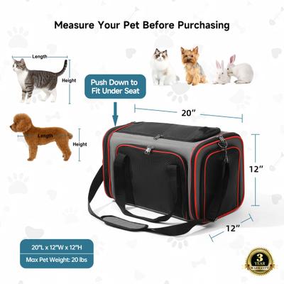 Show full view: EliteField Soft-Sided Airline-Approved Dog & Cat Carrier Bag, Gray, 20-in slide 6 of 6