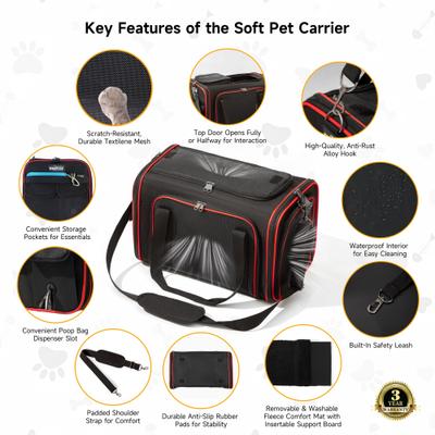 Show full view: EliteField Soft-Sided Airline-Approved Dog & Cat Carrier Bag, Black, 20-in slide 5 of 6