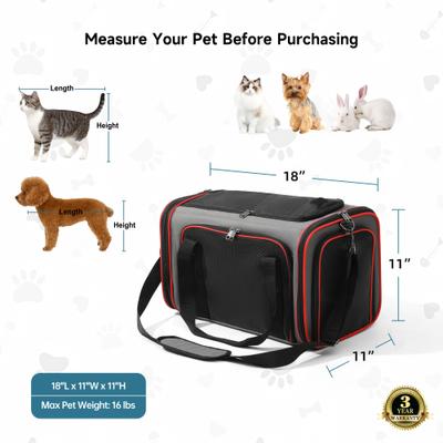 Show full view: EliteField Soft-Sided Airline-Approved Dog & Cat Carrier Bag, Gray, 18-in slide 7 of 7