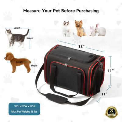 Show full view: EliteField Soft-Sided Airline-Approved Dog & Cat Carrier Bag, Black, 18-in slide 6 of 7