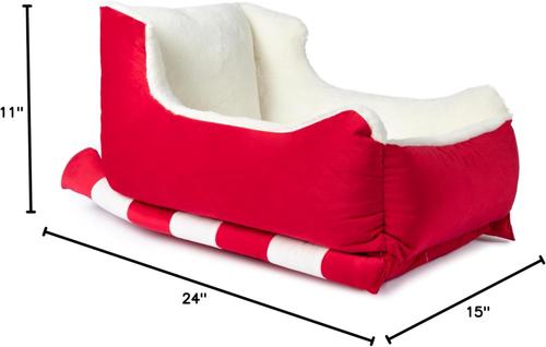 Show full view: Sherry Kline Pet Collection Holiday Sleigh Pillow Dog Bed, Red, Small: 24 x 15 x 11-in slide 6 of 6