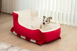 Sherry Kline Pet Collection Holiday Sleigh Pillow Dog Bed, Red, Small: 24 x 15 x 11-in