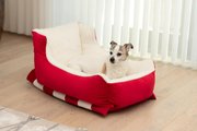 Sherry Kline Pet Collection Holiday Sleigh Pillow Dog Bed, Red, Small: 24 x 15 x 11-in