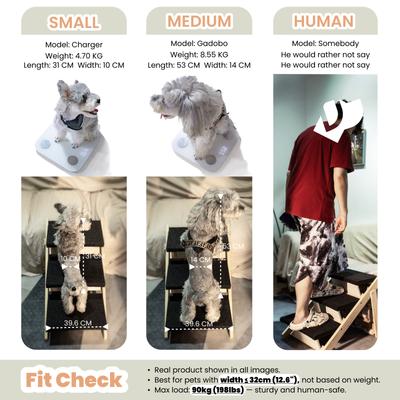 Show full view: MeWang Wooden Portable Foldable 4 Level Dog Ramp for Beds & Cars, Black, Small slide 8 of 10