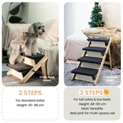 Show full view: MeWang Wooden Portable Foldable 4 Level Dog Ramp for Beds & Cars, Black, Small slide 6 of 10