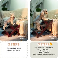 MeWang Wooden 2-in-1 Portable Foldable Dog Ramp for Beds & Cars, Brown, Small slide 2 of 7