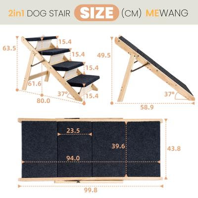 Show full view: MeWang Wooden Portable Foldable 4 Level Dog Ramp for Beds & Cars, Black, Small slide 4 of 10