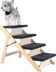 MeWang Wooden Portable Foldable 4 Level Dog Ramp for Beds & Cars, Black, Small