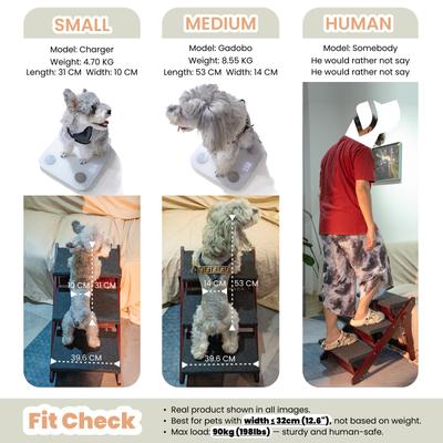 Show full view: MeWang Wooden 2-in-1 Portable Foldable Dog Ramp for Beds & Cars, Brown, Small slide 7 of 8