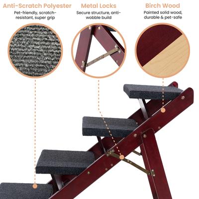 Show full view: MeWang Wooden 2-in-1 Portable Foldable Dog Ramp for Beds & Cars, Brown, Small slide 4 of 8