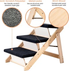 MeWang Wooden Portable Foldable 3 Level Dog Ramp for Beds & Cars, Black, Small slide 2 of 8